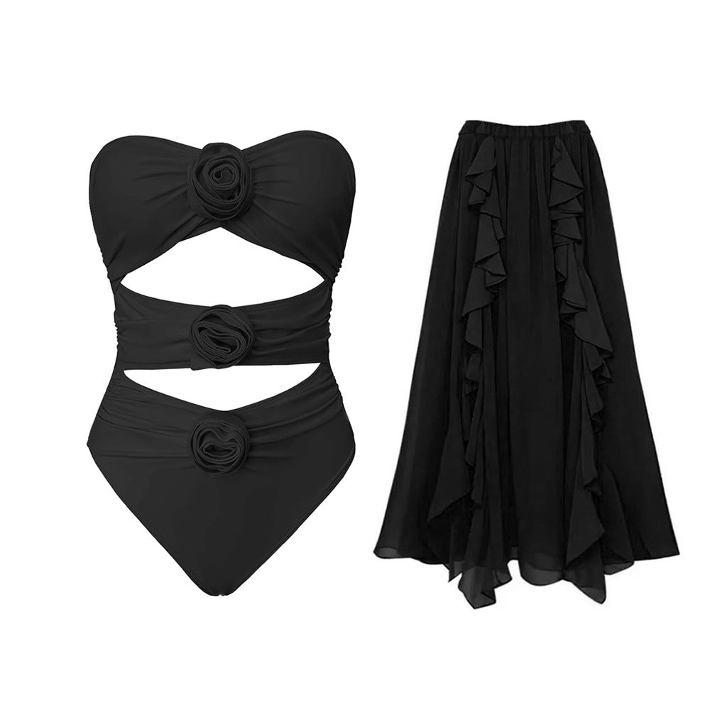 Wholesale One-piece 3D flower women's swimsuit